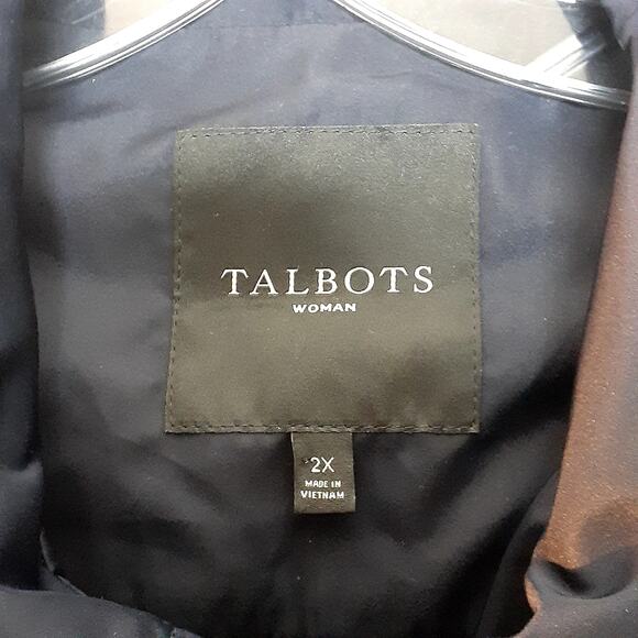 Talbots Rain Jacket Midnight Blue Size 2X Lots of Pockets Hood EUC - Picture 2 of 10